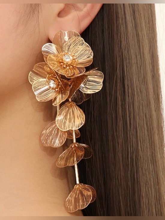 Jewelry - Zara Princess Kate Earrings Rose Gold Floral Cascade Earrings